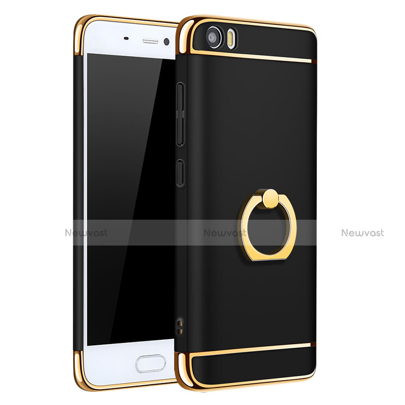 Luxury Metal Frame and Plastic Back Cover with Finger Ring Stand for Xiaomi Mi 5 Black