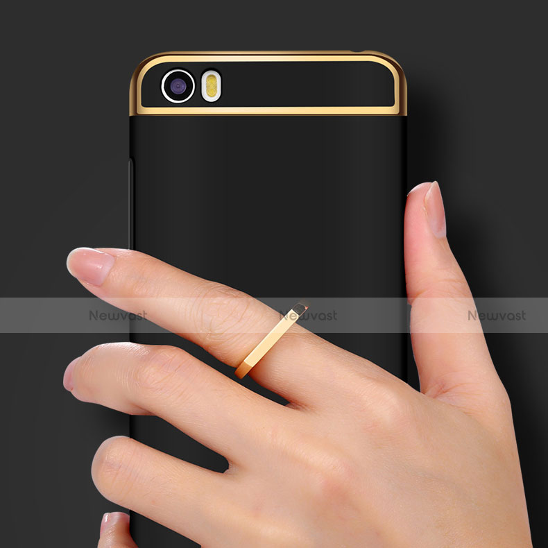 Luxury Metal Frame and Plastic Back Cover with Finger Ring Stand for Xiaomi Mi 5 Black