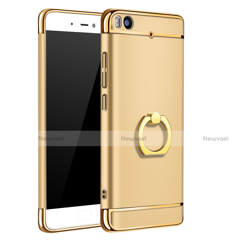 Luxury Metal Frame and Plastic Back Cover with Finger Ring Stand for Xiaomi Mi 5S Gold