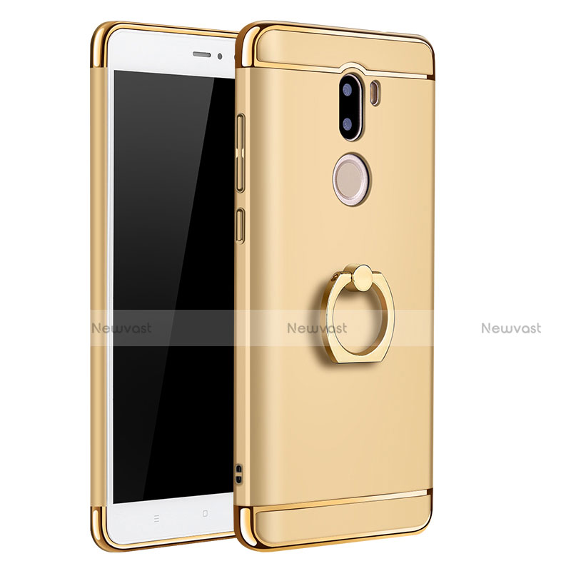 Luxury Metal Frame and Plastic Back Cover with Finger Ring Stand for Xiaomi Mi 5S Plus Gold