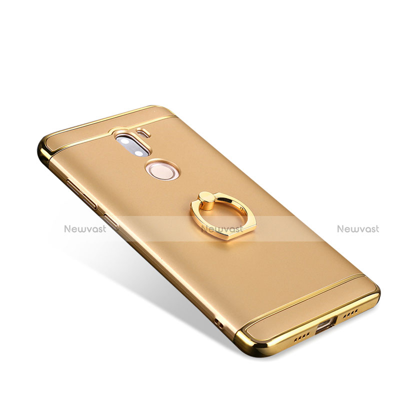 Luxury Metal Frame and Plastic Back Cover with Finger Ring Stand for Xiaomi Mi 5S Plus Gold