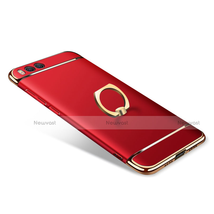 Luxury Metal Frame and Plastic Back Cover with Finger Ring Stand for Xiaomi Mi 6 Red