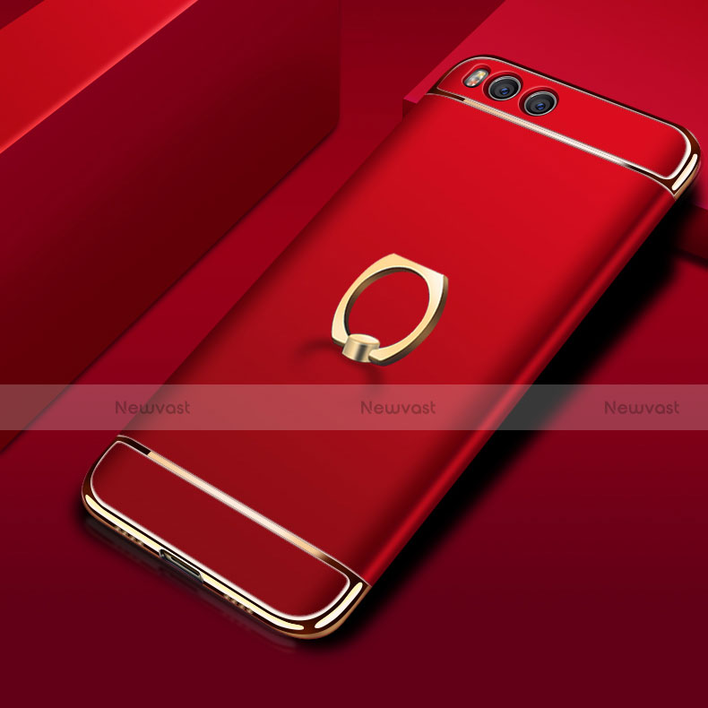 Luxury Metal Frame and Plastic Back Cover with Finger Ring Stand for Xiaomi Mi 6 Red