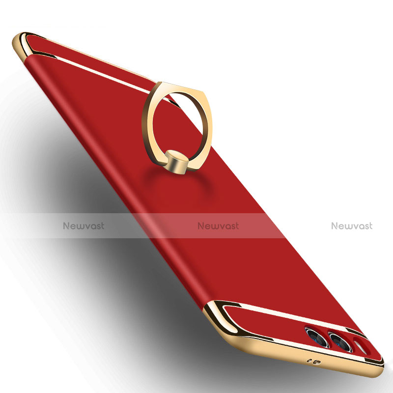 Luxury Metal Frame and Plastic Back Cover with Finger Ring Stand for Xiaomi Mi 6 Red