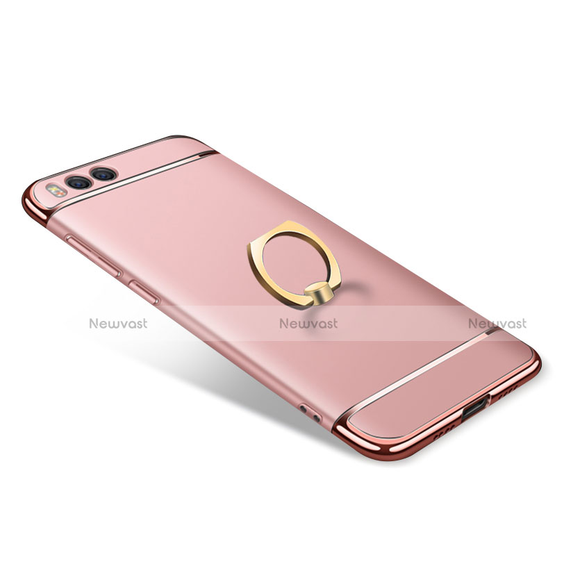 Luxury Metal Frame and Plastic Back Cover with Finger Ring Stand for Xiaomi Mi 6 Rose Gold