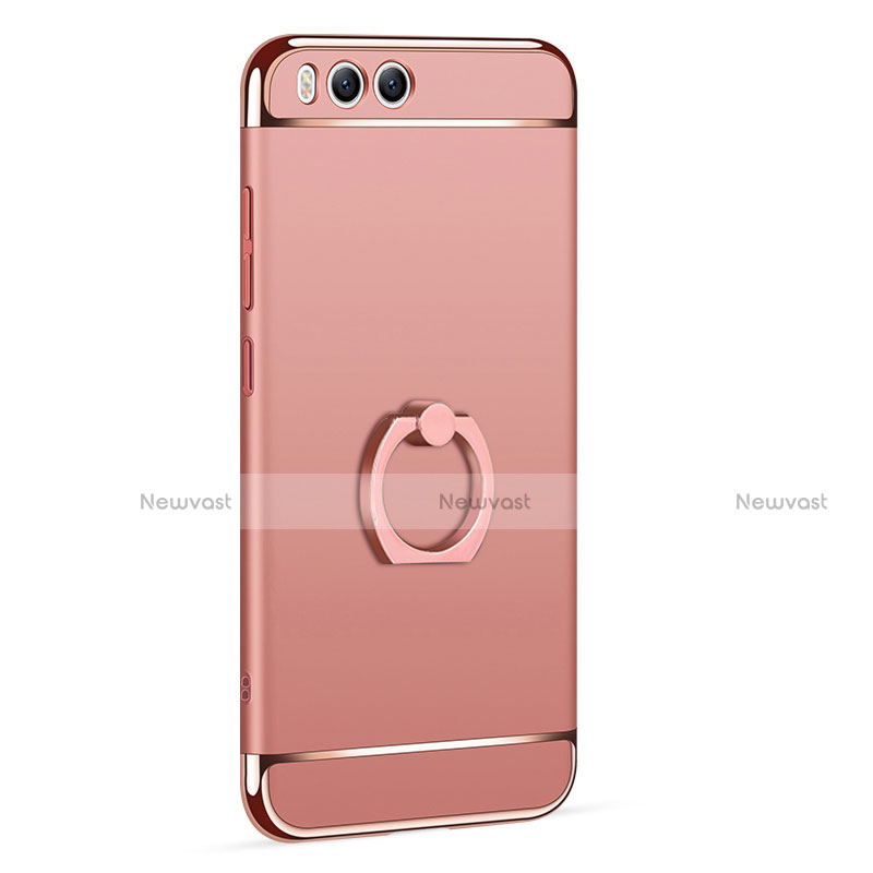 Luxury Metal Frame and Plastic Back Cover with Finger Ring Stand for Xiaomi Mi 6 Rose Gold