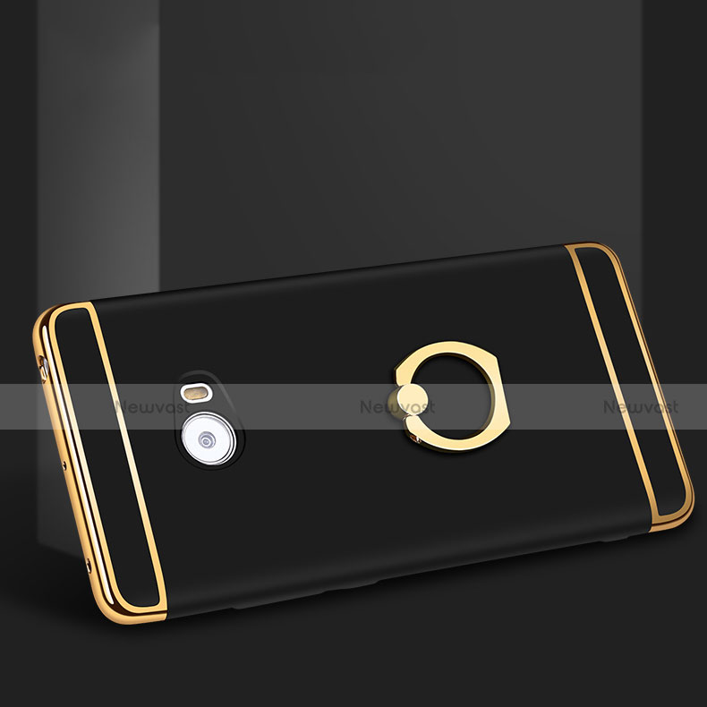 Luxury Metal Frame and Plastic Back Cover with Finger Ring Stand for Xiaomi Mi Note 2 Black