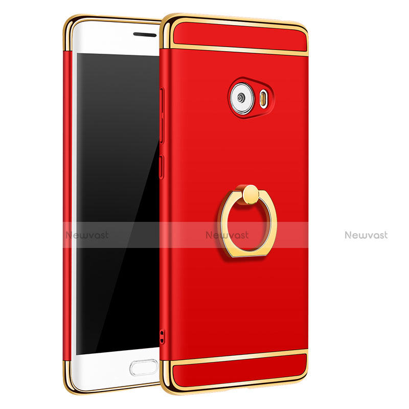 Luxury Metal Frame and Plastic Back Cover with Finger Ring Stand for Xiaomi Mi Note 2 Red