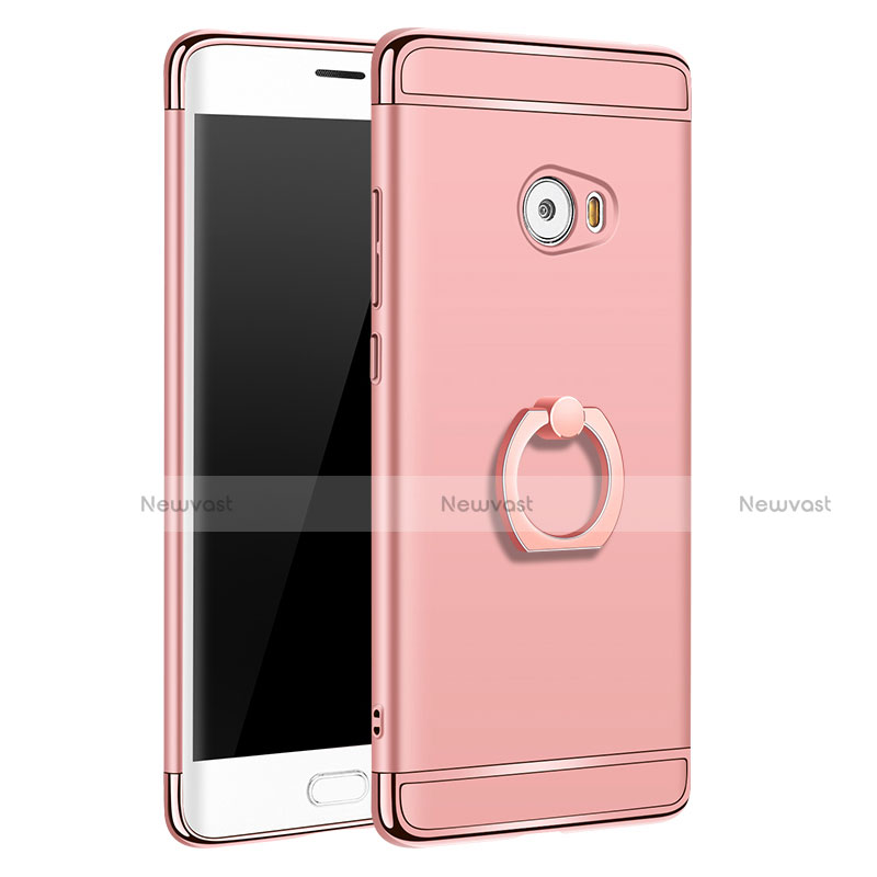 Luxury Metal Frame and Plastic Back Cover with Finger Ring Stand for Xiaomi Mi Note 2 Rose Gold