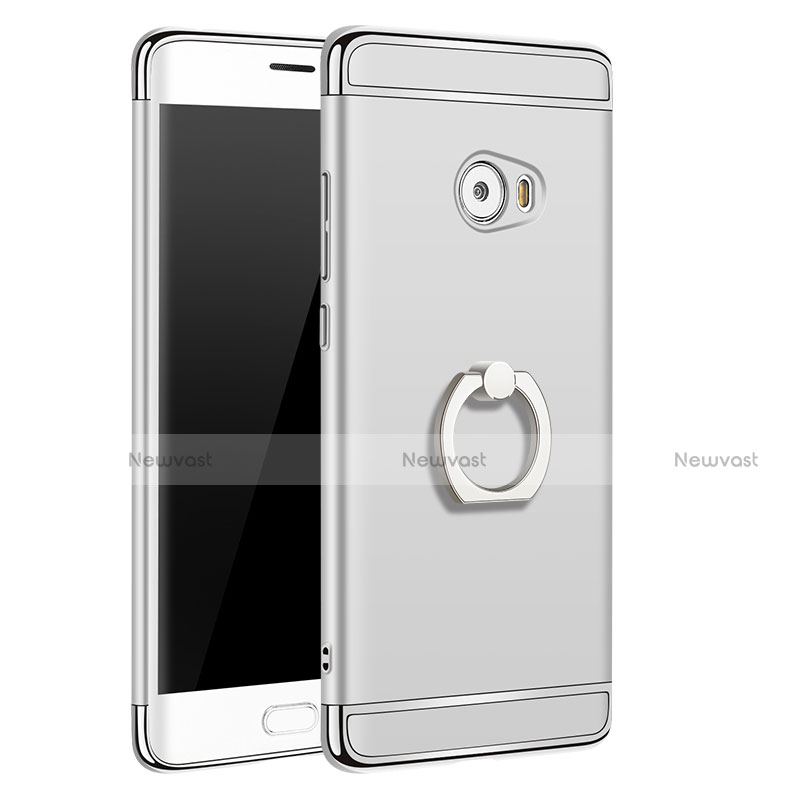 Luxury Metal Frame and Plastic Back Cover with Finger Ring Stand for Xiaomi Mi Note 2 Silver