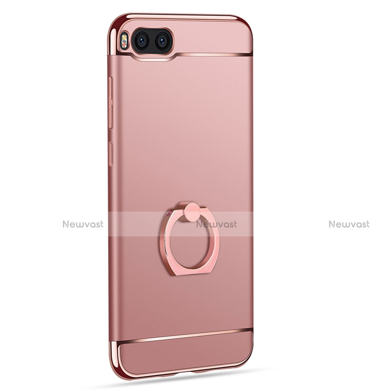 Luxury Metal Frame and Plastic Back Cover with Finger Ring Stand for Xiaomi Mi Note 3 Rose Gold