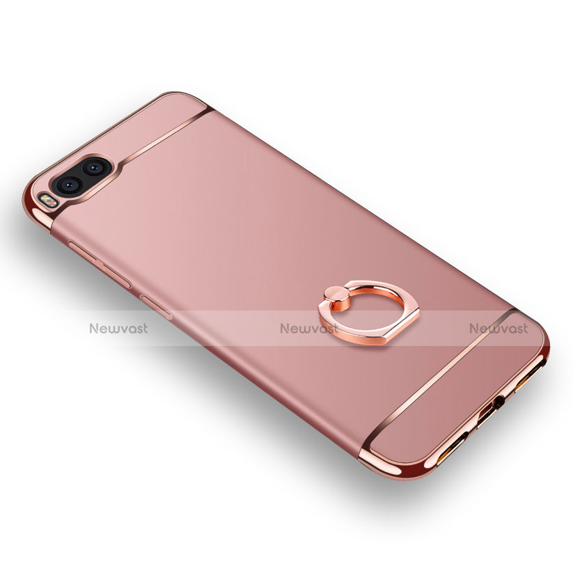 Luxury Metal Frame and Plastic Back Cover with Finger Ring Stand for Xiaomi Mi Note 3 Rose Gold