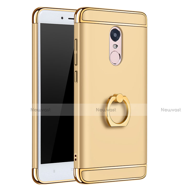 Luxury Metal Frame and Plastic Back Cover with Finger Ring Stand for Xiaomi Redmi Note 4X Gold