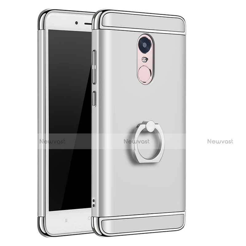 Luxury Metal Frame and Plastic Back Cover with Finger Ring Stand for Xiaomi Redmi Note 4X Silver