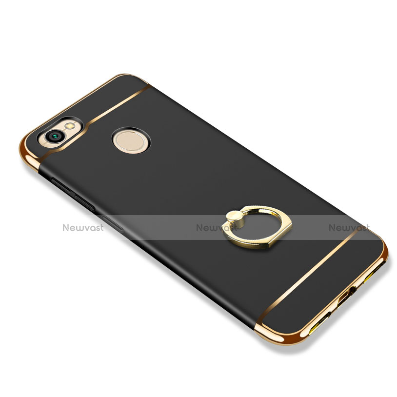 Luxury Metal Frame and Plastic Back Cover with Finger Ring Stand for Xiaomi Redmi Note 5A High Edition Black