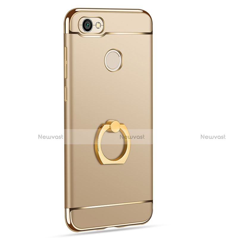 Luxury Metal Frame and Plastic Back Cover with Finger Ring Stand for Xiaomi Redmi Note 5A Prime Gold