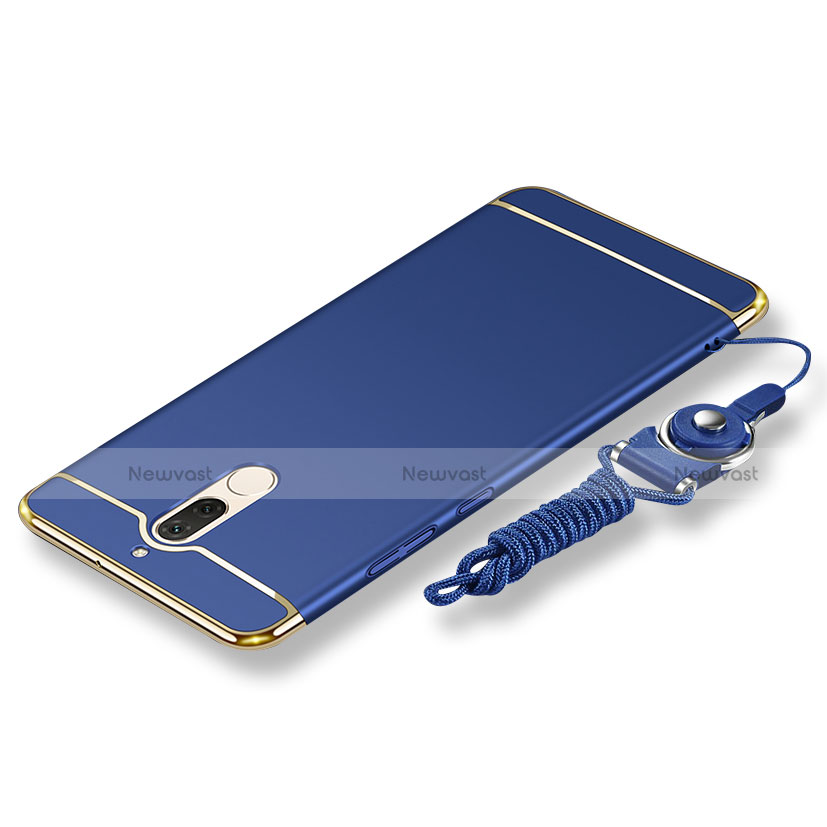 Luxury Metal Frame and Plastic Back Cover with Lanyard for Huawei G10 Blue