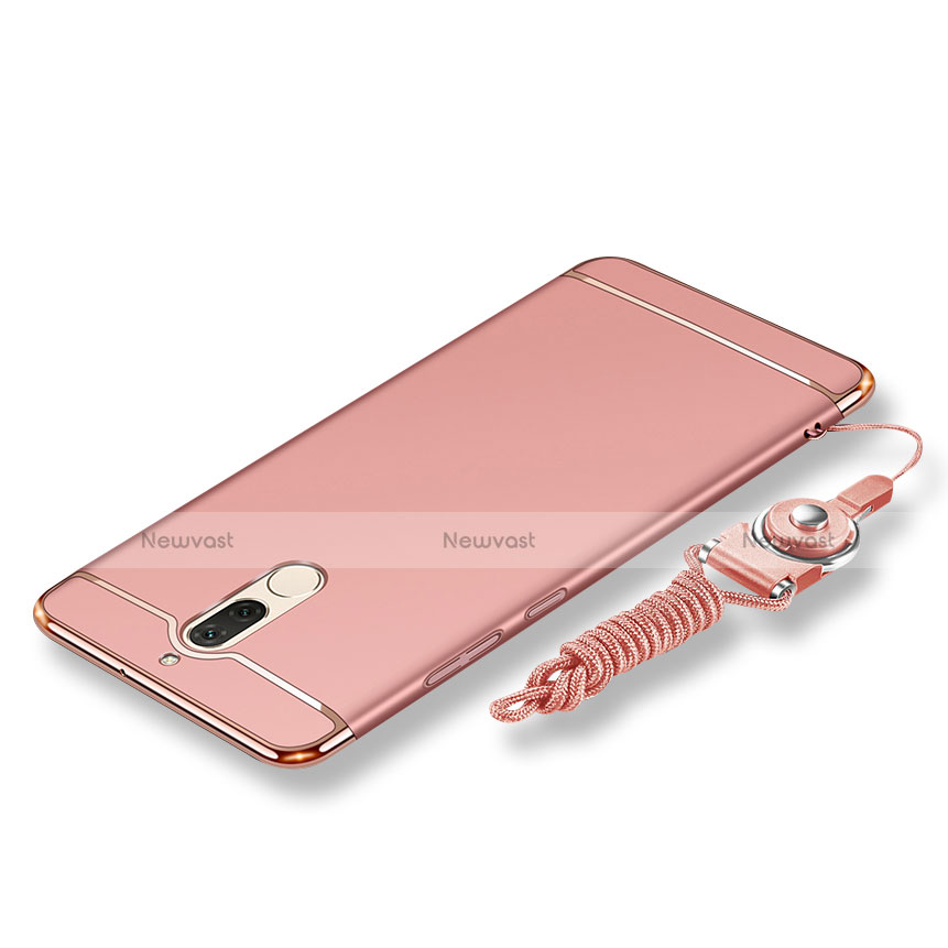 Luxury Metal Frame and Plastic Back Cover with Lanyard for Huawei G10 Rose Gold