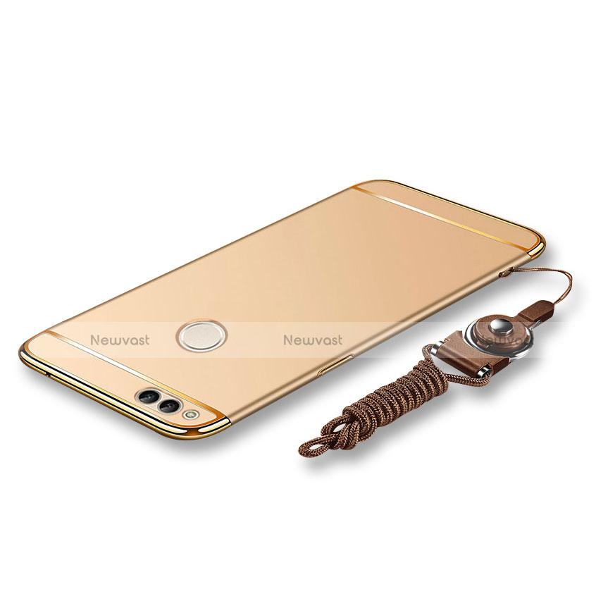 Luxury Metal Frame and Plastic Back Cover with Lanyard for Huawei Honor 7X Gold