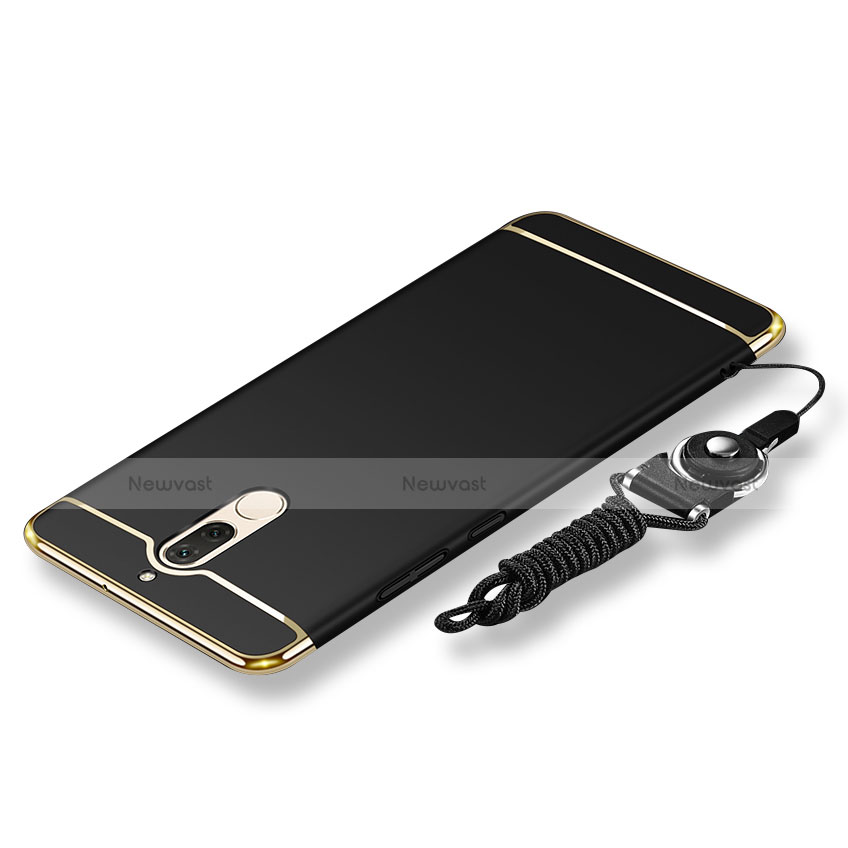 Luxury Metal Frame and Plastic Back Cover with Lanyard for Huawei Maimang 6 Black