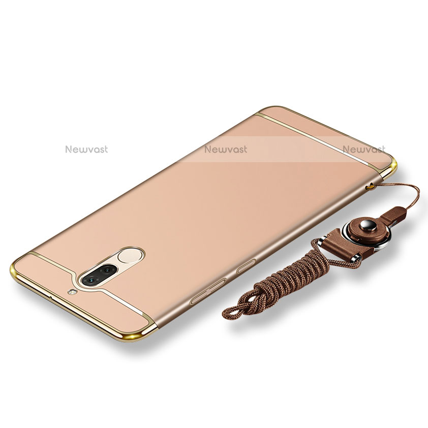 Luxury Metal Frame and Plastic Back Cover with Lanyard for Huawei Mate 10 Lite Gold