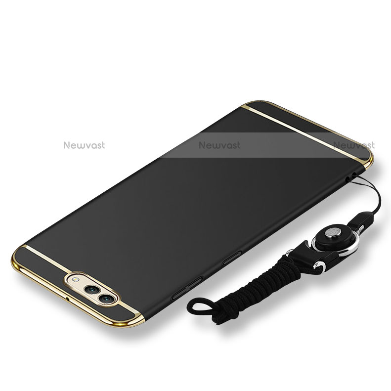 Luxury Metal Frame and Plastic Back Cover with Lanyard for Huawei Nova 2S Black