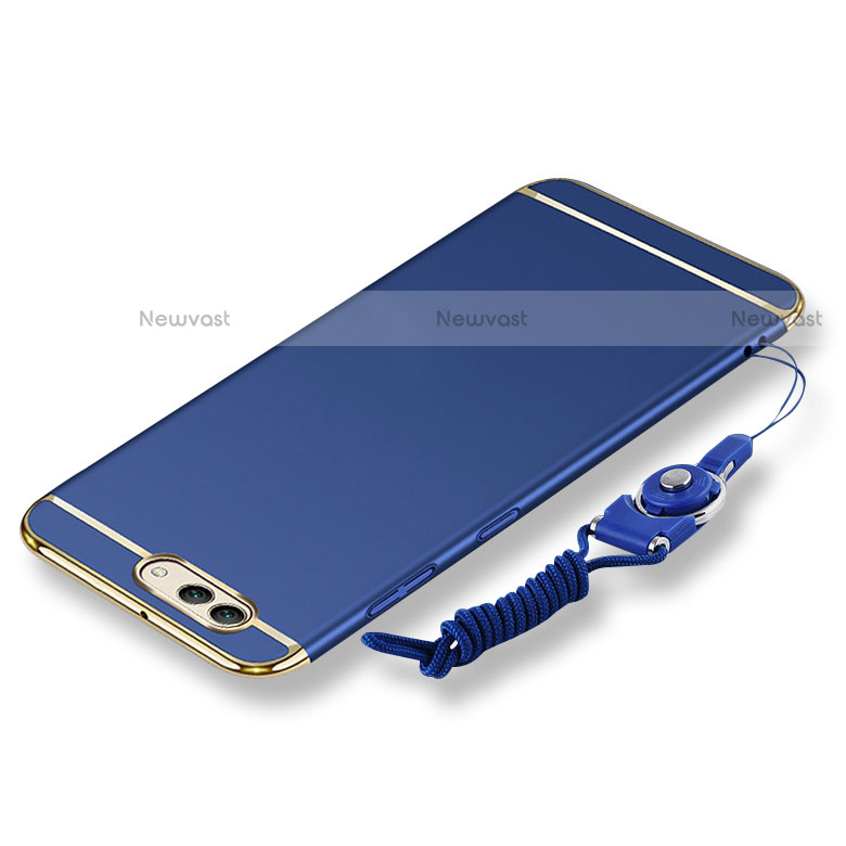 Luxury Metal Frame and Plastic Back Cover with Lanyard for Huawei Nova 2S Blue