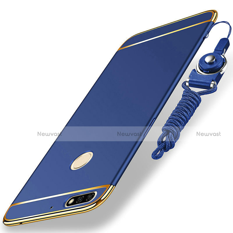 Luxury Metal Frame and Plastic Back Cover with Lanyard for Huawei Y7 (2018)