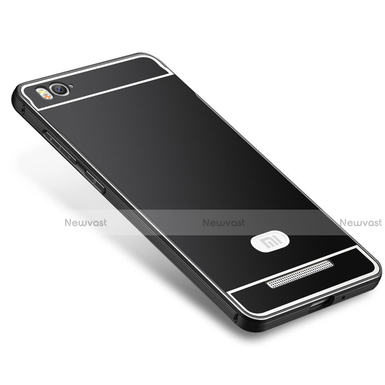 Luxury Metal Frame and Silicone Back Cover Case M01 for Xiaomi Mi 4C Black