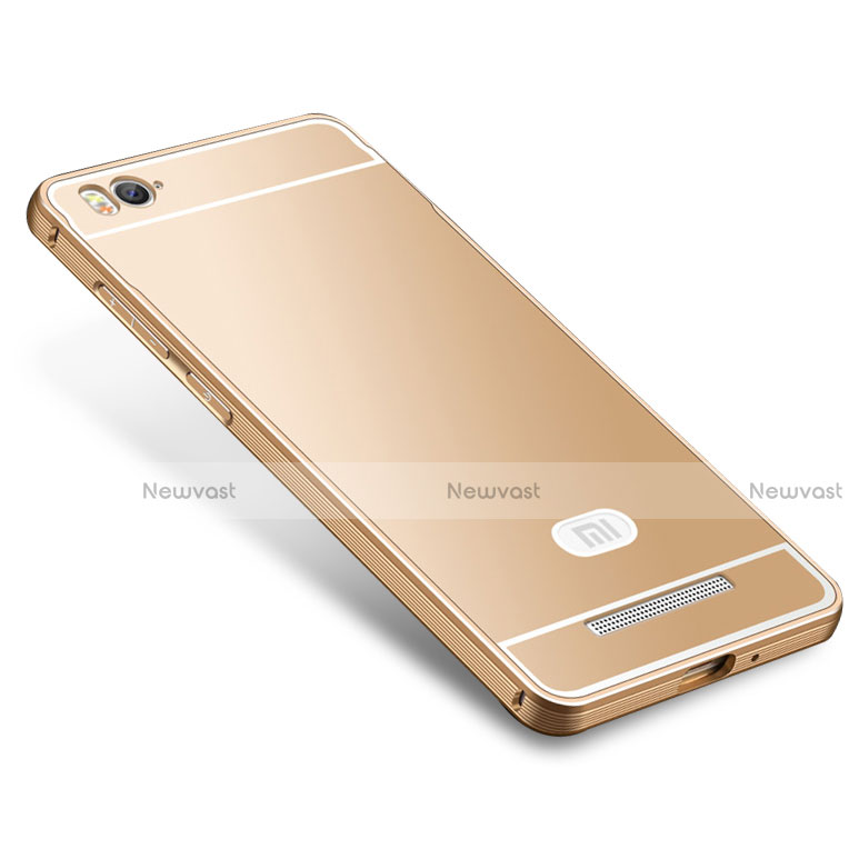 Luxury Metal Frame and Silicone Back Cover Case M01 for Xiaomi Mi 4C Gold