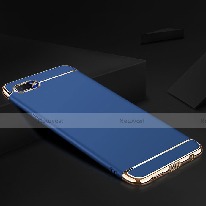 Luxury Metal Frame and Silicone Back Cover Case M02 for Oppo R15X Blue