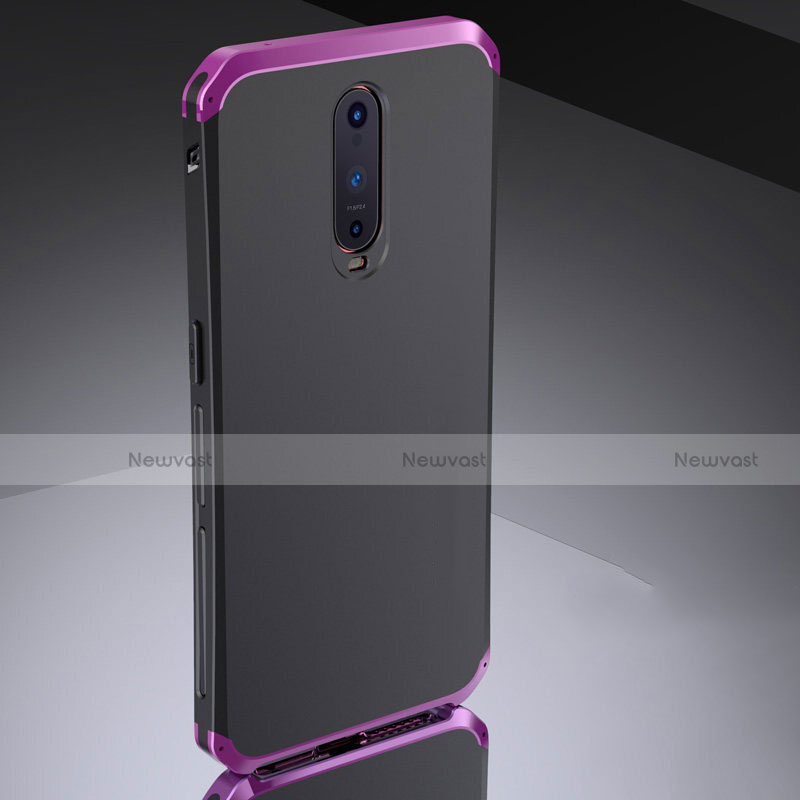 Luxury Metal Frame and Silicone Back Cover Case M02 for Oppo RX17 Pro Purple