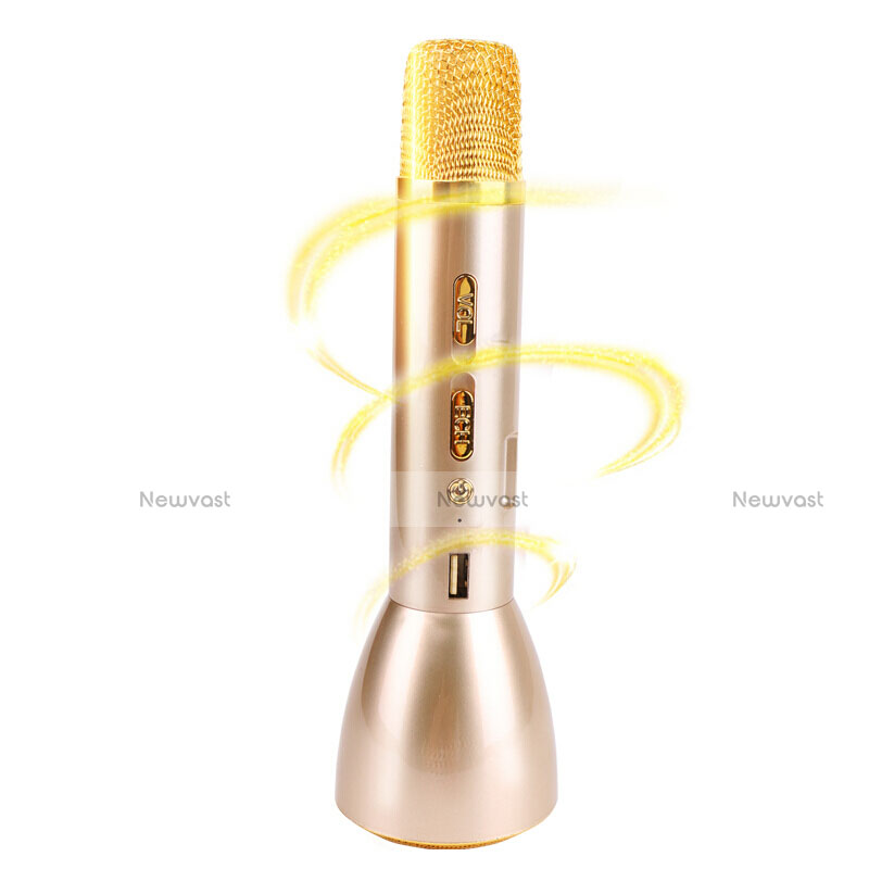 Luxury Mini Handheld Bluetooth Microphone Singing Recording Gold