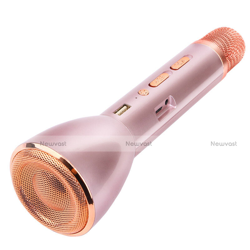 Luxury Mini Handheld Bluetooth Microphone Singing Recording Rose Gold