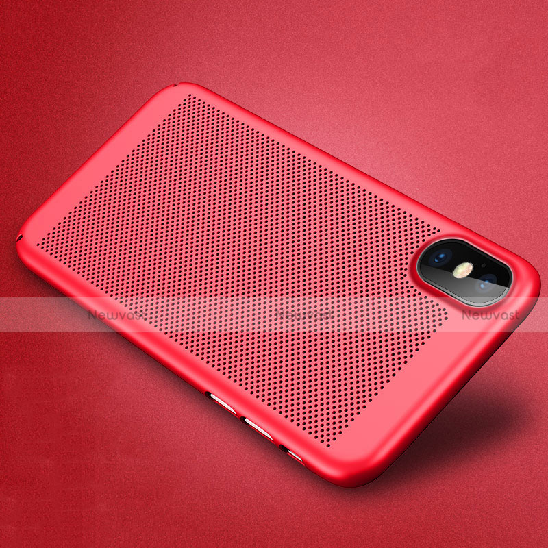 Mesh Hole Hard Rigid Case Back Cover for Apple iPhone X Red