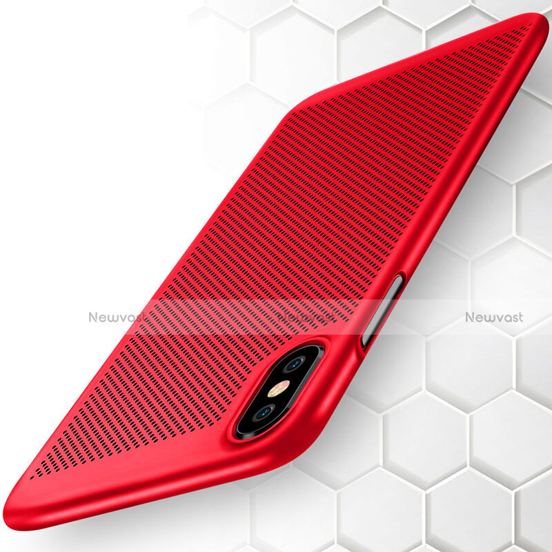 Mesh Hole Hard Rigid Case Back Cover for Apple iPhone X Red