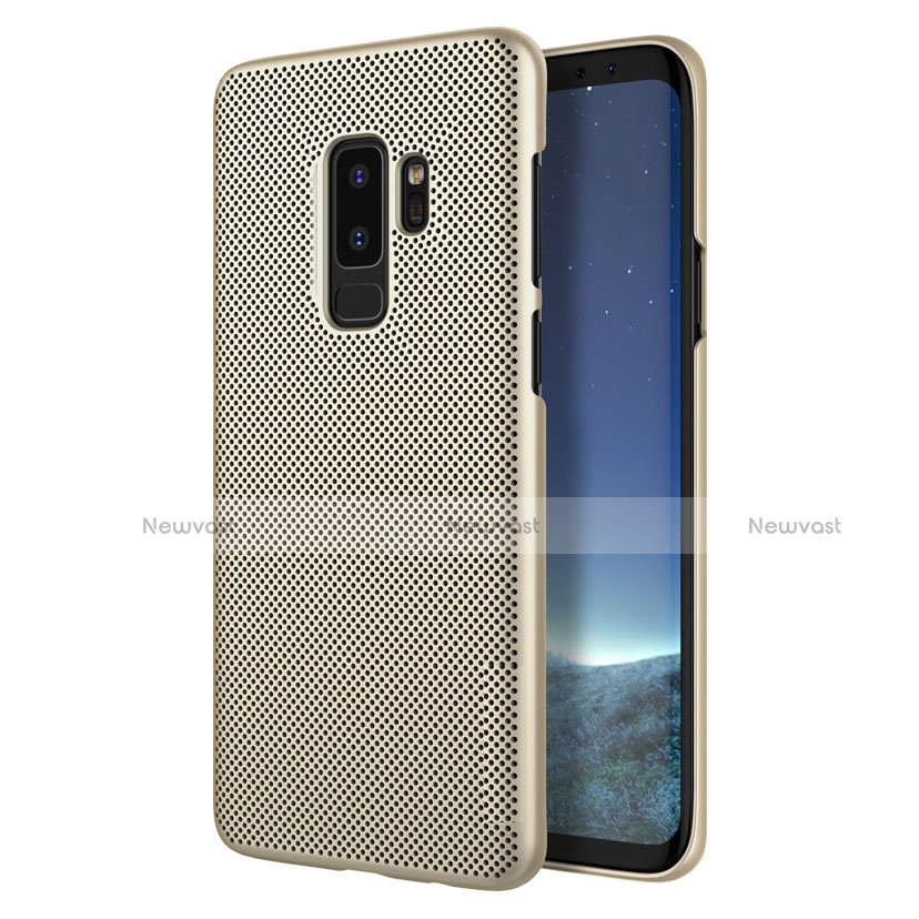 Mesh Hole Hard Rigid Case Back Cover for Samsung Galaxy S9 Plus Gold