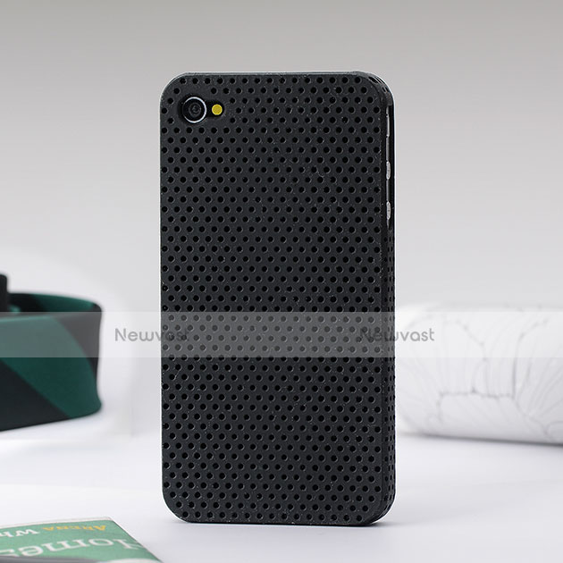 Mesh Hole Hard Rigid Case Cover for Apple iPhone 4 Black