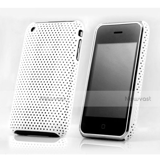 Mesh Hole Hard Rigid Snap On Case Cover for Apple iPhone 3G 3GS White