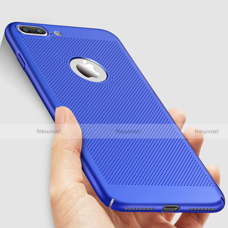 Mesh Hole Hard Rigid Snap On Case Cover for Apple iPhone 7 Plus Blue