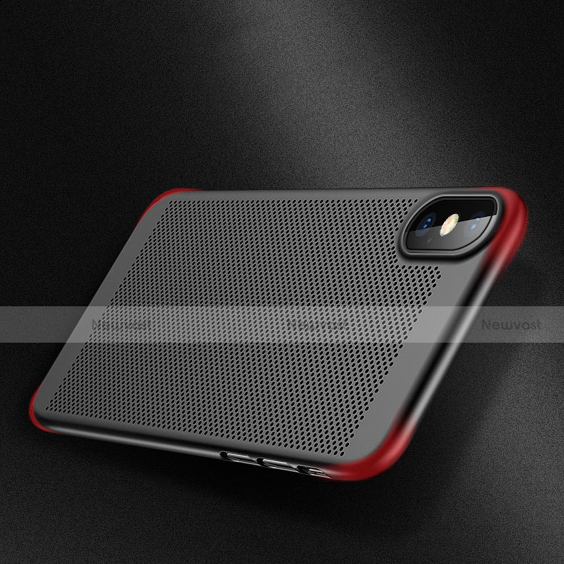 Mesh Hole Hard Rigid Snap On Case Cover for Apple iPhone X Black