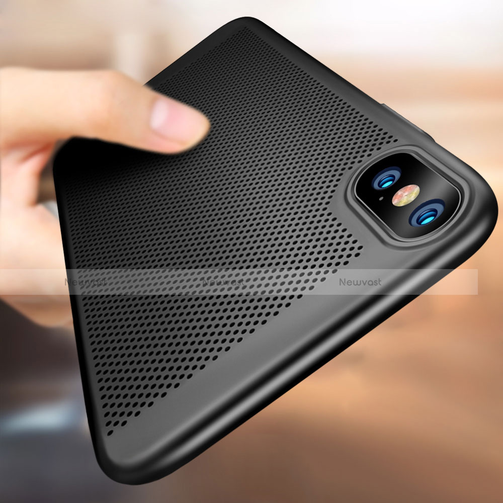 Mesh Hole Hard Rigid Snap On Case Cover for Apple iPhone X Black