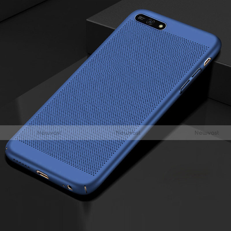 Mesh Hole Hard Rigid Snap On Case Cover for Huawei Y6 (2018) Blue