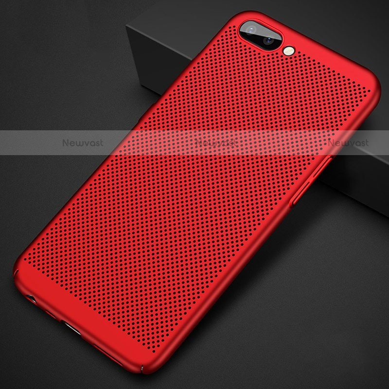 Mesh Hole Hard Rigid Snap On Case Cover for Oppo A5 Red