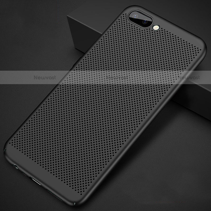 Mesh Hole Hard Rigid Snap On Case Cover for Oppo AX5 Black