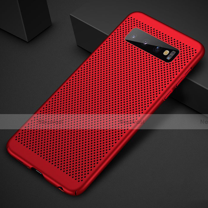 Mesh Hole Hard Rigid Snap On Case Cover for Samsung Galaxy S10 Red