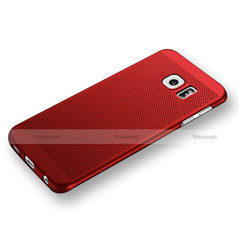 Mesh Hole Hard Rigid Snap On Case Cover for Samsung Galaxy S6 Edge SM-G925 Red