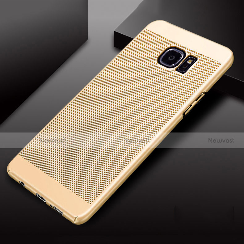 Mesh Hole Hard Rigid Snap On Case Cover for Samsung Galaxy S7 Edge G935F Gold