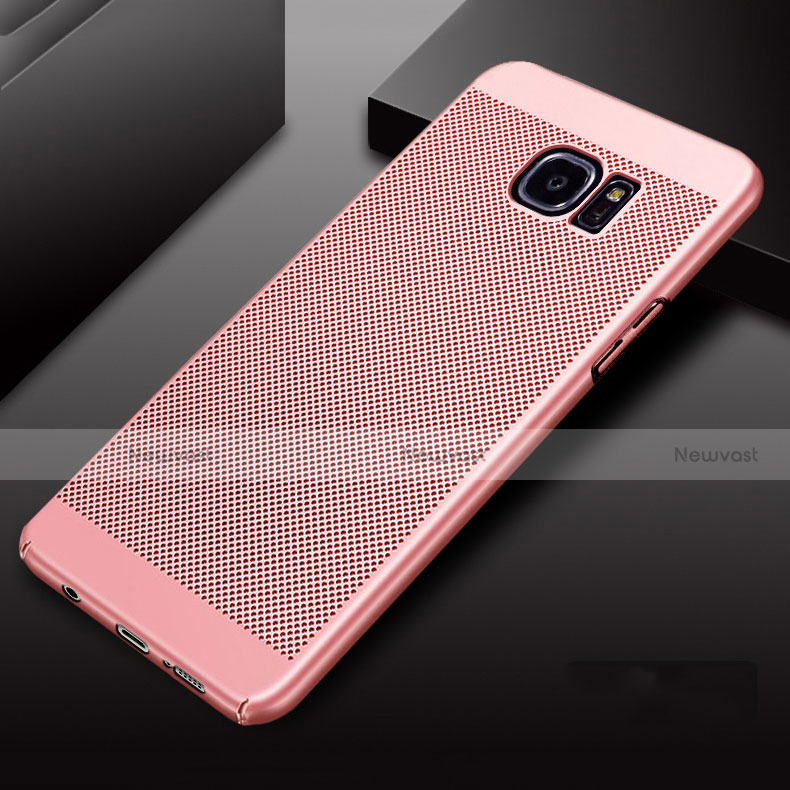 Mesh Hole Hard Rigid Snap On Case Cover for Samsung Galaxy S7 Edge G935F Rose Gold