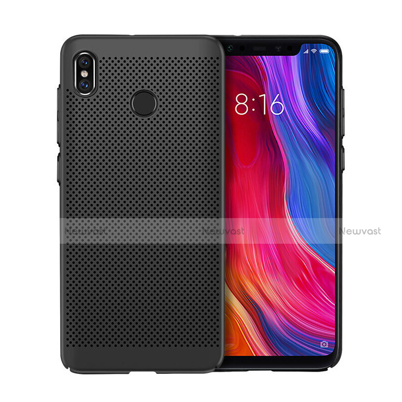 Mesh Hole Hard Rigid Snap On Case Cover for Xiaomi Mi 8 Black